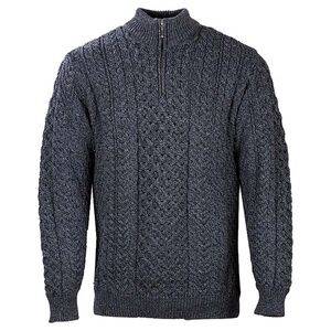 Irish Fishermen Cable Knit 1/4 Zip Merino Wool Sweater Men’s Size XL Pullover